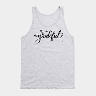 Grateful Word Art Hand Lettering with Hearts Tank Top